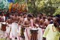 Kerala, India - April 2, 2023 indian Men Play Traditional Percussion Instrument In Kochi Kerala