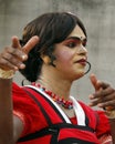 Kerala, India - April 2, 2023 man dance with women's costume in kavadi festival.similar to hijra or kinnar dance