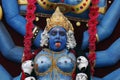 Kerala, India - April 2, 2023 a man wearing costume of lord Durga transforms into Goddess Kali during a hindu religion local