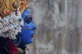 Kerala, India - April 2, 2023 a man wearing costume of lord Durga transforms into Goddess Kali during a hindu religion local