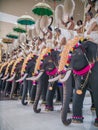 Kerala, India - December 12, 2018: Statues of elephants in Cochin international airport Kerala. India.