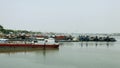 kerala, India- March 25, 2023 fishing boats halted in fort kochi boat yard during trawling ban in kerala