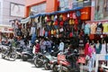 Kerala, India - March 31, 2023 local street life and garment textile shops in broadway kochi, ernakulam