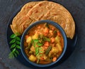 Indian Kerala meal-malabar parotha and stew