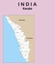 Kerala map with borders vector illustration. Kerala map