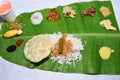 Kerala Onam festival sadhya, traditional Indian vegetarian lunch Royalty Free Stock Photo