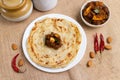 Kerala porotta and beef curry, layered flatbread Royalty Free Stock Photo