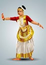 Kerala traditional dance performance mohiniyattam. vector illustration design
