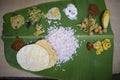 Kerala traditional onam sadhya in banana leaf