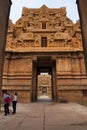 TANJORE, TAMIL NADU, INDIA - October 2016, Tourist at Keralantakan Tiruvasal, Second entrance gopura, Brihadisvara Temple Royalty Free Stock Photo