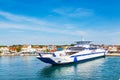 Keramoti, Greece port view, ferry boat to Thassos Royalty Free Stock Photo