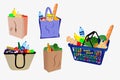 Set of small shopping basket or wire shopping basket or metal container shopping basket. eps 10 vector