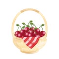 cherry in basket illustration vector