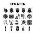 Keratin Hair Procedure Collection Icons Set Vector