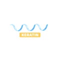 Keratin. Spiral shape. Protein structure. Blue color. Logo, emblem, label design