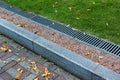 Kerbside and rainwater drainage system in a park Royalty Free Stock Photo