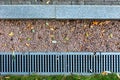 Kerbstone and rainwater drainage system in a park