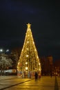 KERCH, Crimea people walk next on Lenina square in Kerch at night