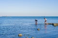 Kerch Crimea 07 18 2023 - Summer, city beach, people rest on the sea