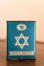 Keren Kayemet L\'Yisrael blue charity collection box