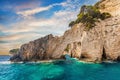 Keri caves and cliff in Zakynthos, Greece. Ionian sea Royalty Free Stock Photo