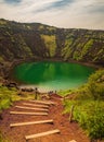 Kerid volcanic crater lake in Iceland. Royalty Free Stock Photo