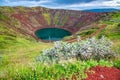 Kerid Volcano and Lake in summer season, Iceland