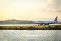 Kerkyra, Corfu/ Greece - September 24 2018 : the plane Airbus British Airways on the runway of the airport Kerkira Ioannis Royalty Free Stock Photo