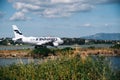 Kerkyra, Greece - 09 24 2022: Finnair Plane at Corfu Airport, Concept of Time managment, Juggling travel arrangements