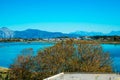 Kerkyra, Greece - 09222022: View Of Ionian Sea Bay and Runway at Corfu Airport. High quality photo