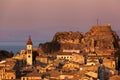 Kerkyra Town in Corfu at sunset