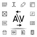 kerning, word A and V icon. Can be used for web, logo, mobile app, UI, UX