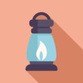 Kerosene lamp burning flame icon flat vector. Tank oil lamp