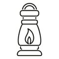 Kerosene lamp burning flame icon outline vector. Tank oil lamp