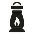 Kerosene lamp burning flame icon simple vector. Tank oil lamp