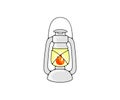 Kerosene lamp, old oil lantern and oil lamp, logo design. Burning lantern kerosene oil lantern lamp with glow light, lighting, vec Royalty Free Stock Photo