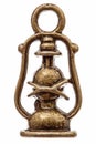 Kerosene lamp or storm lantern for lighting streets and houses, decorative element from bronze, isolated on white background
