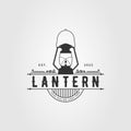 kerosene lantern or vintage lamp with badge logo vector illustration design Royalty Free Stock Photo