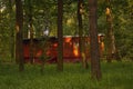 Kersko, Czech republic - July 07, 2018: legendary historical wooden cottage in Kersko tourist area during summer sunset Royalty Free Stock Photo