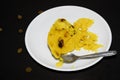 Kesari halwa with roasted almonds and raisins, Indian food Royalty Free Stock Photo