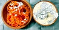 Kesari Jalebi/Jilbi with Rabdi is a delicious Indian recipe served as a Dessert in festivals or weddings Royalty Free Stock Photo