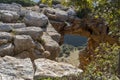 The Keshet Cave or Rainbow cave or Arch cave in the Galilee. Israel Royalty Free Stock Photo