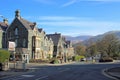 Keswick, Cumbria, UK - April 6th 2019: Traditional old stone built houses in the English Lake district town of Keswick, on a sunny