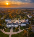 Keszthely, Hungary - Aerial panoramic view of Keszthely with the famous Festetics Palace Festetics Kastely and autumn sunset