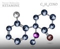 Ketamine, ketalar molecule. Structural chemical formula. Dissociative anesthetic.