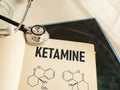 Ketamine is shown using the text chemical model of formula of medical drug