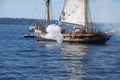 The ketch, Hawaiian Chieftain, fires her cannon