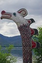 Ketchikan, Alaska: A totem overlooks the Tongass Narrows at Potlatch Totem Park