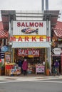 Ketchikan, Alaska: Tourists visit a salmon market on the main street