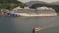 Ketchikan, Alaska USA - May 27, 2019: cruise ferry liner with lifeboat
